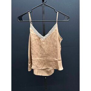 Aerie Tan Satin Lace Trim Camisole